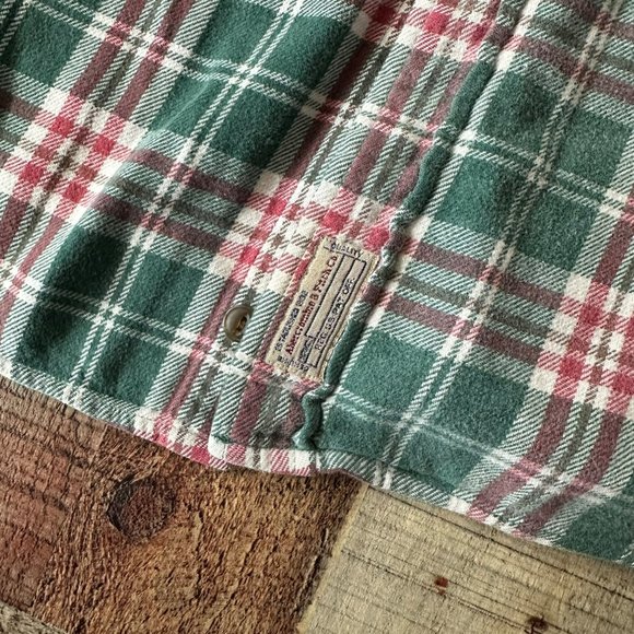 Abercrombie & Fitch Vintage Mens XL Green Plaid Button-Up Shirt Corduroy Collar - Picture 5 of 7